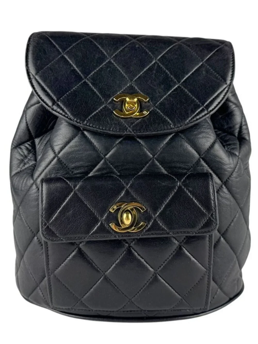 CHANEL Matelasse Backpack Black/Gold Leather/Metal -
